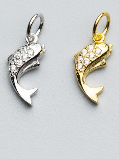 925 Sterling Silver With Silver Plated  Cubic Zirconia dolphins Charms