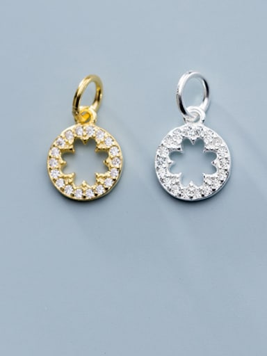 925 Sterling Silver With Cubic Zirconia  Simplistic Round Charms