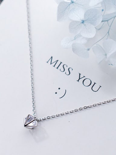 925 Sterling Silver With Cubic Zirconia Simplistic Irregular Necklaces