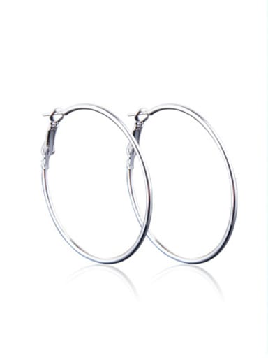 Stainless Steel With Silver Plated Exaggerated Round Earrings