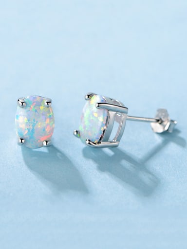 S925 Silver Opal Stone stud Earring