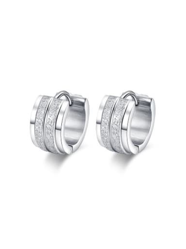 Fashionable Geometric Shaped Stainless Steel Frosted Clip Earrings