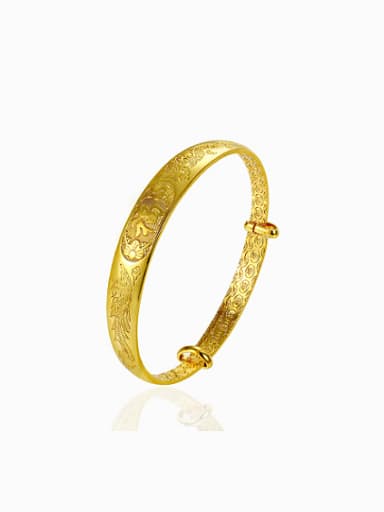 Copper Alloy 24K Gold Plated Classical Stamp Bangle