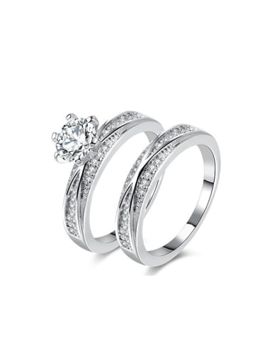 Delicate White Gold Plated Copper Zircon Ring Set