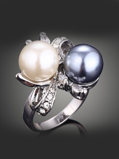 Fashion Artificial Pearls Rhinestones Alloy Ring