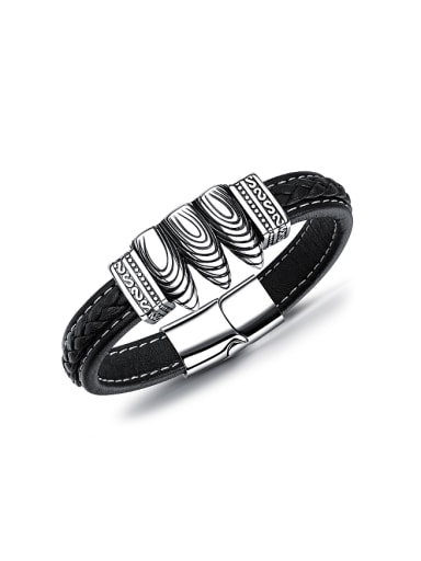 Punk style Personalized Titanium Artificial Leather Bracelet