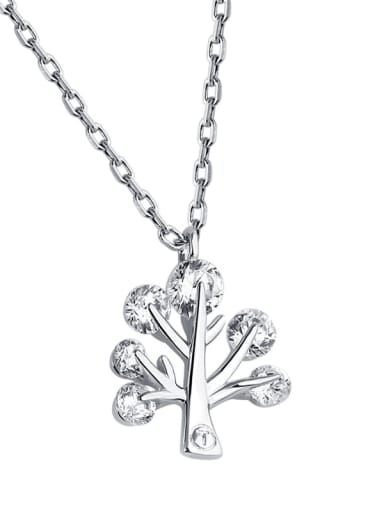 925 Sterling Silver With Cubic Zirconia Fashion Wishing tree pendant Necklaces