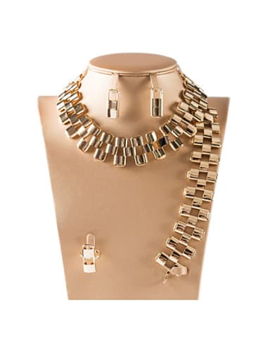 Exaggerated Lattice Four Pieces Jewelry Set