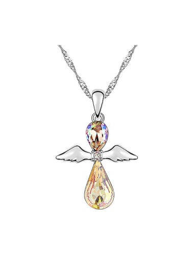 Fashion Water Drop austrian Crystals Angel Pendant Alloy Necklace