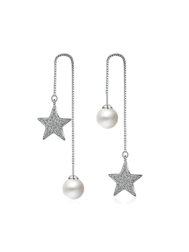 Fashion Shiny Star Imitation Pearl Line Earrings