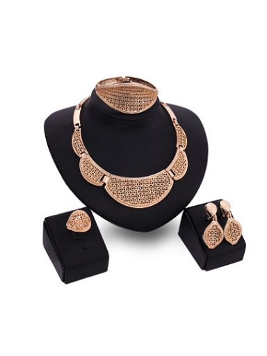 Alloy Imitation-gold Plated Classical style Hollow Four Pieces Jewelry Set