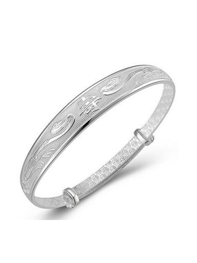 Classical style 999 Silver Chinese Character-etched Adjustable Bangle