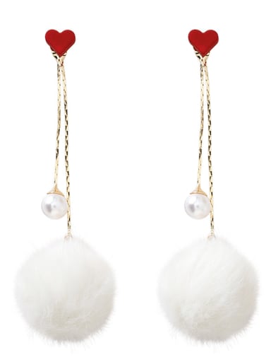 Alloy With Gold Plated Simplistic Round  Plush ball Threader Earrings