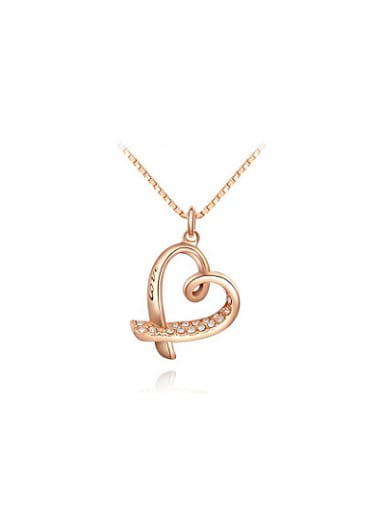 Temperament Rose Gold Heart Shaped Crystal Necklace