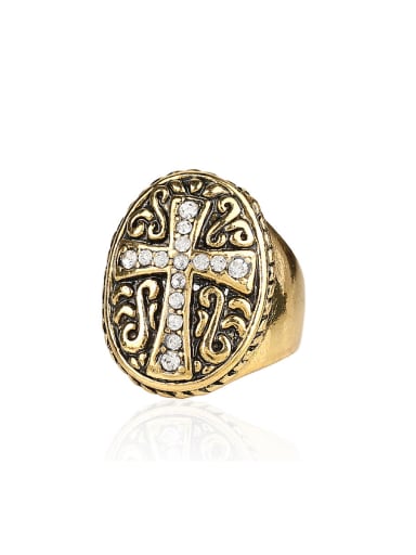 Personalized Cross Cubic Rhinestones Alloy Ring