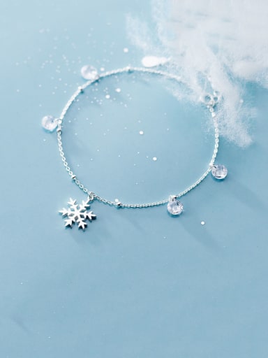 925 Sterling Silver With Platinum Plated Fashion Snowflake Bracelets