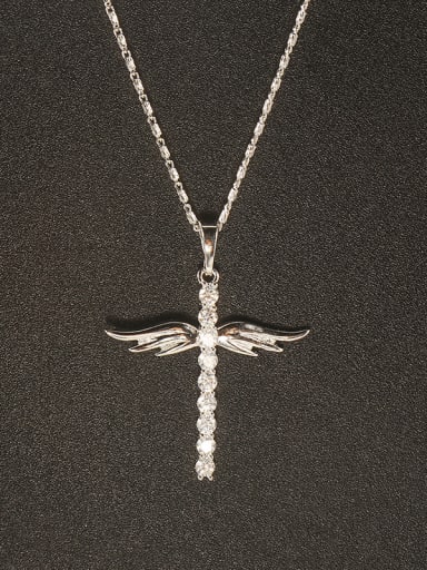 Creative Cross Wings Zircon Necklace