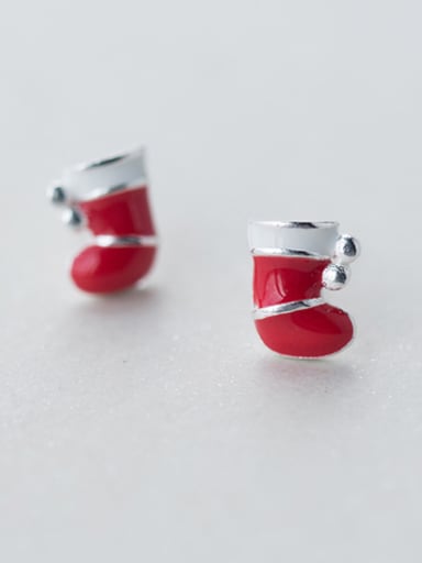 S925 silver Christmas snow boots stud Earring