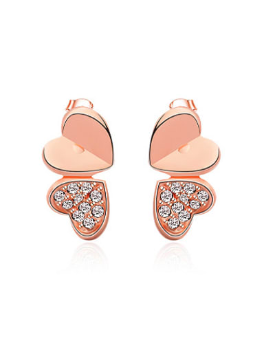 Exquisite Double Heart shaped Austria Crystal Stud Earrings