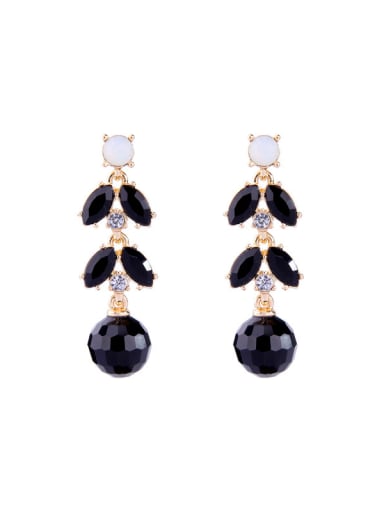 Simple Fashion Black Stones Drop Earrings