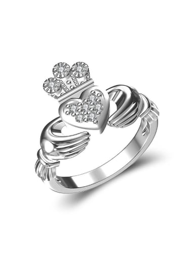 Personalized Cubic Zirconias Heart-shaped Crown Copper Ring