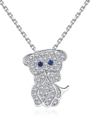 Copper With 3A cubic zirconia Cute dog Necklaces