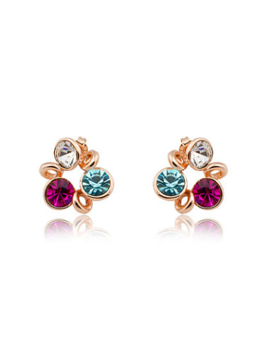 Multi-color Austria Crystal Geometric Shaped Stud Earrings