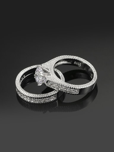 Creative White Gold Plated Copper Zircon Ring Set