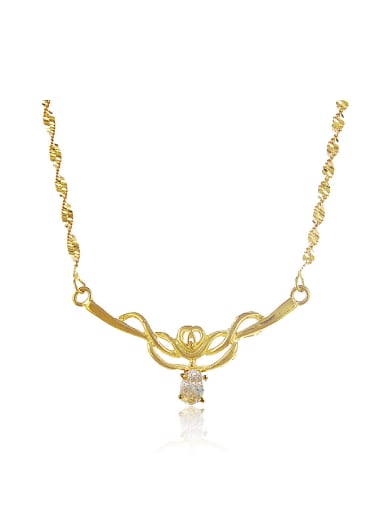 Elegant 24K Gold Plated Flower Design Rhinestone Necklace