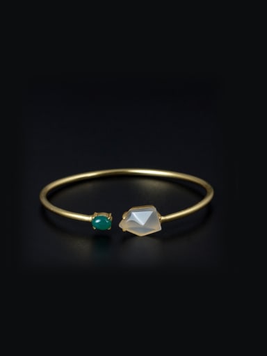 custom Gold Plated Stones Simple Opening Bangle