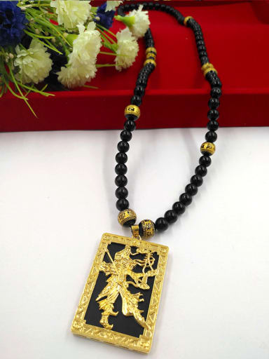 Men Black Stone Chinese Elements Necklace