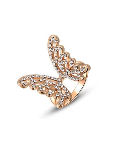 Personality Big Butterfly Shaped Austria Crystal Ring