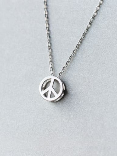 S925 Silver Anti War Symbol Shape Handsome Necklace