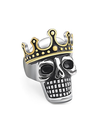 Retro Crown Skull Statement Ring