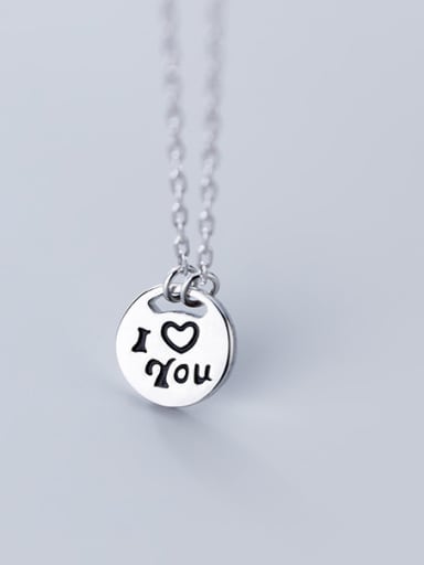 925 Sterling Silver With Classic Round "I LOVE YOU"Monogram & Name Necklaces