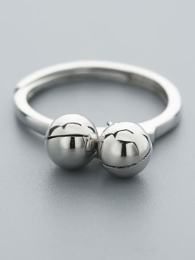 Simple Two Beads 925 Silver Ring