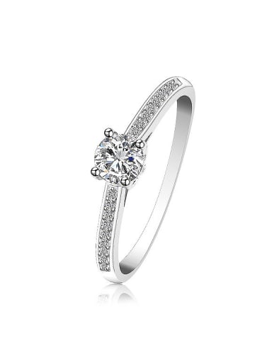 Copper Alloy White Gold Plated Simple style Zircon Engagement Ring