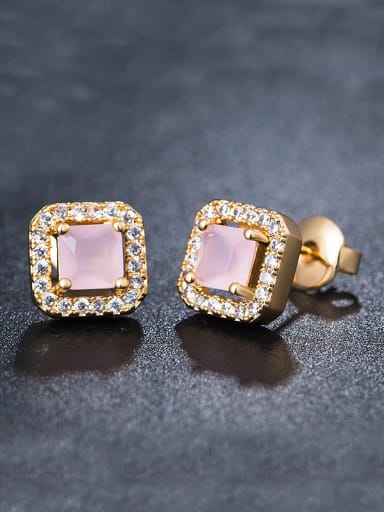Pink Square Zircon Cluster earring