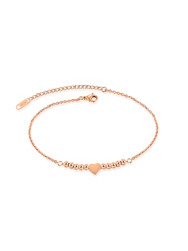 Simple Little Beads Heart Rose Gold Plated Anklet