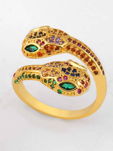 Copper With  Cubic Zirconia Exaggerated Animal Snake Statement Rings