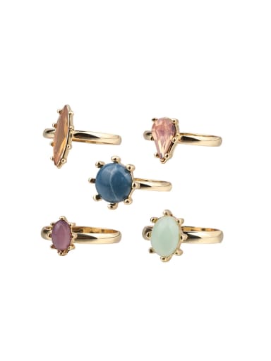 Fashion Colorful Resin Stones Alloy Ring Set