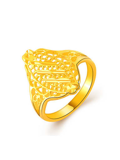 Exquisite 24K Gold Plated Hollow Geometric Design Copper Ring