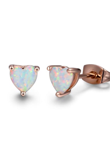 Heart-shape Rose Gold Plated Stud Earrings