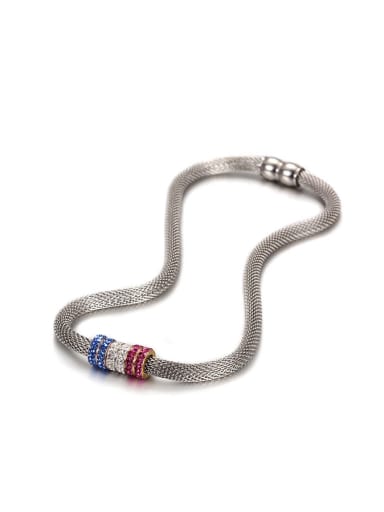 2015 French Stainless Steel Blue, White And Red  Steel Wire Sticking Drill Necklace