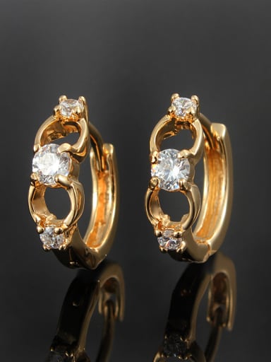 Creative 18K Gold Plated Geometric Shaped Zircon Clip Earrings