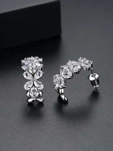 Copper With Platinum Plated Delicate Flower Stud Earrings