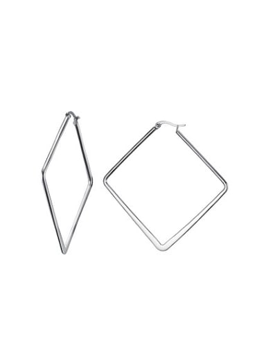 All-match Square Shaped Stainless Steel Clip Earrings