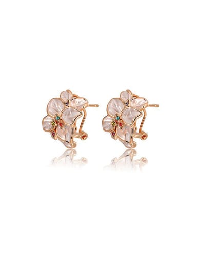 Personality Flower Shaped Crystal Clip On Earrings