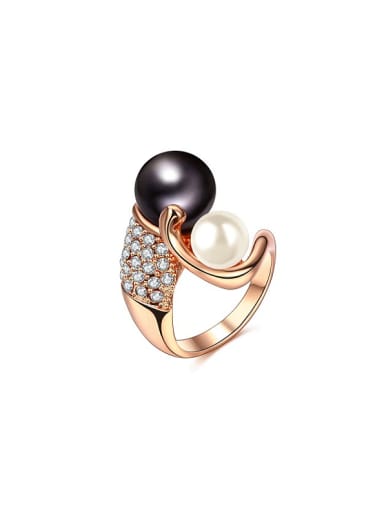 Personality Double Color Artificial Pearl Ring