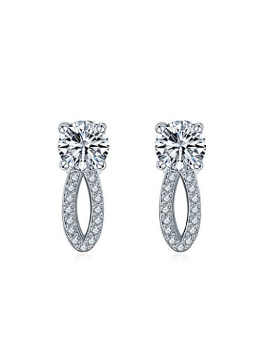 Exquisite White Gold Plated Mark Shaped Zircon Drop Earrings